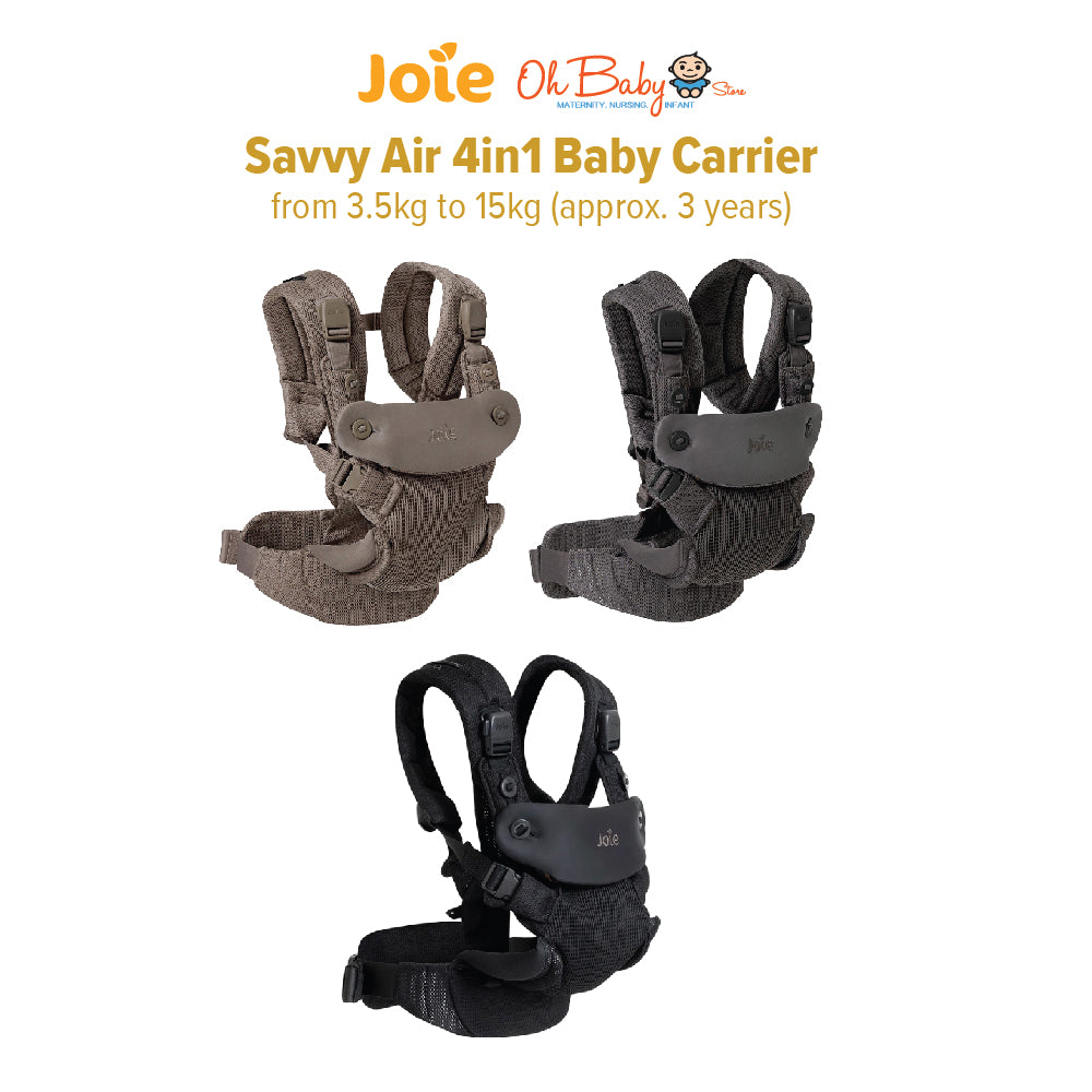 Joie savvy™ air | 4-in-1 Baby Carrier Berventilasi, Ergonomic Support | 3.5kg – 15kg | 2-Year Warranty