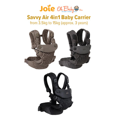 Joie savvy™ air | 4-in-1 Baby Carrier Berventilasi, Ergonomic Support | 3.5kg – 15kg | 2-Year Warranty