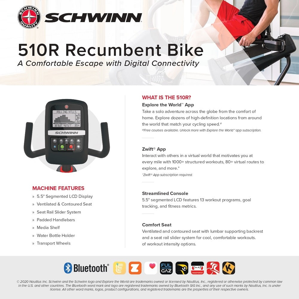 Johnson Fitness Schwinn 510R Recumbent Bike