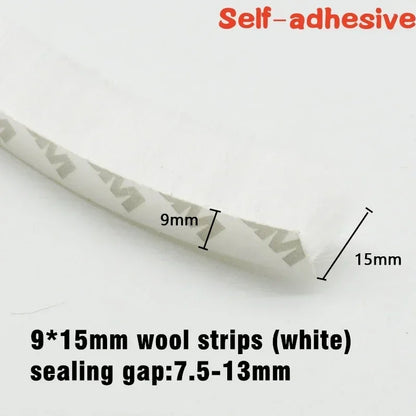 10M  Sealing Brush Strip Aluminium Alloy Door Window Soundproof Weather Stripping Seal for Dustproof Groove Gap Filler Blocker