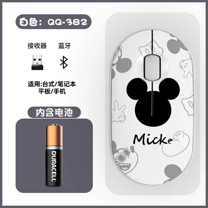 Disney Kawaii Mickey Mouse and Minnie Wireless Bluetooth Mouse Cute Cartoon USB Bluetooth Dual Mode Super Silent Home Laptop