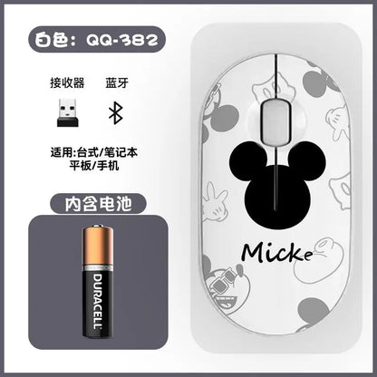 Disney Kawaii Mickey Mouse and Minnie Wireless Bluetooth Mouse Cute Cartoon USB Bluetooth Dual Mode Super Silent Home Laptop