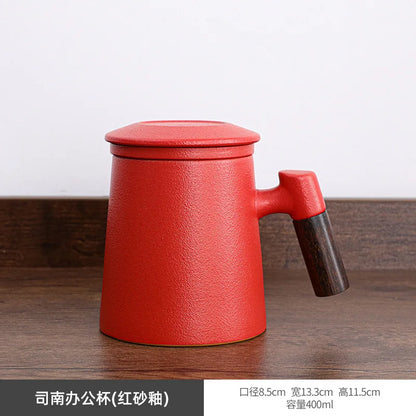 400ML Ceramic Mug Tea Cup with Infuser Household Belt Filter Double Wall Mug Drinkware Office with Handle Tea Strainer Lid