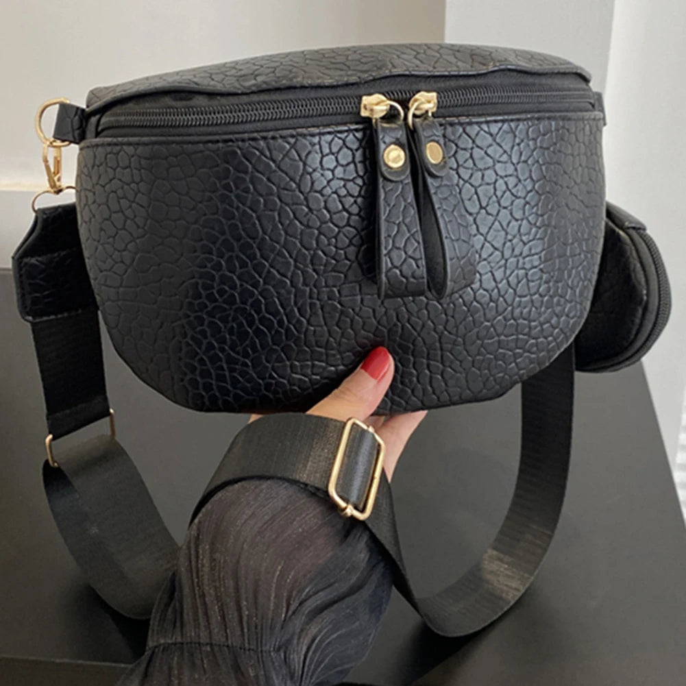 Vintage Chest Bag for Women Bucket Bag PU Leather Shoulder Bag Waist Fanny Pack Large Designer Crossbody Bag Female Bum Belt Bag