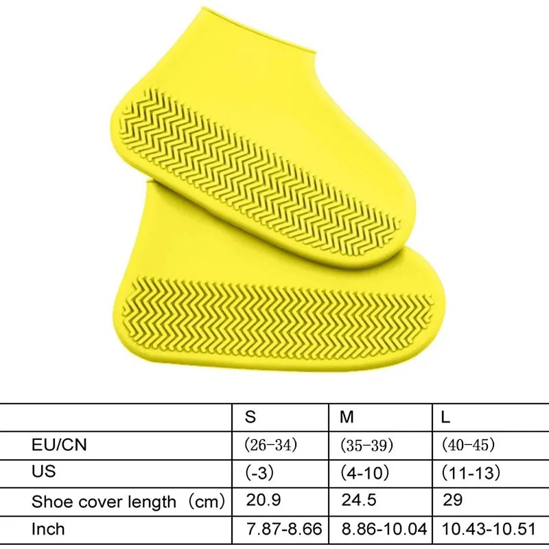 1 Pair Silicone WaterProof Shoe Covers Lip-resistant Rubber Rain Boot Rain Gear Overshoes Accessories for Outdoor Rainy Day