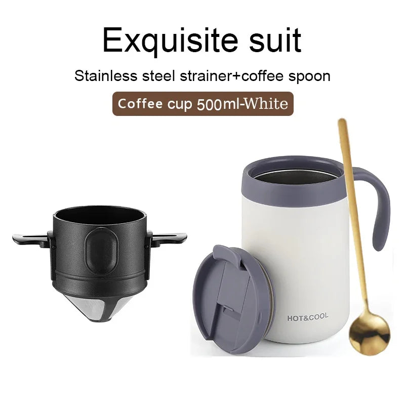 304 Stainless Steel Portable Coffee Filter Drip Coffee Tea Holder Reusable Mug Coffee Dripper Tea Cup Set Coffee Pot Coffeeware