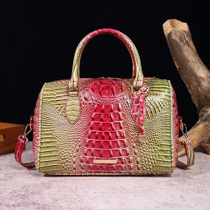 Beg Tangan Boston Timbul Buaya Ombre Beg Selempang Gaya Klasik Dompet Beg Kulit Wanita 