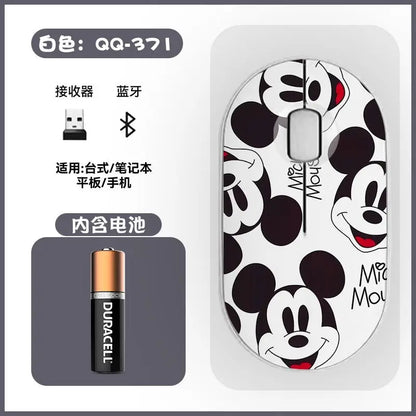 Disney Kawaii Mickey Mouse and Minnie Wireless Bluetooth Mouse Cute Cartoon USB Bluetooth Dual Mode Super Silent Home Laptop