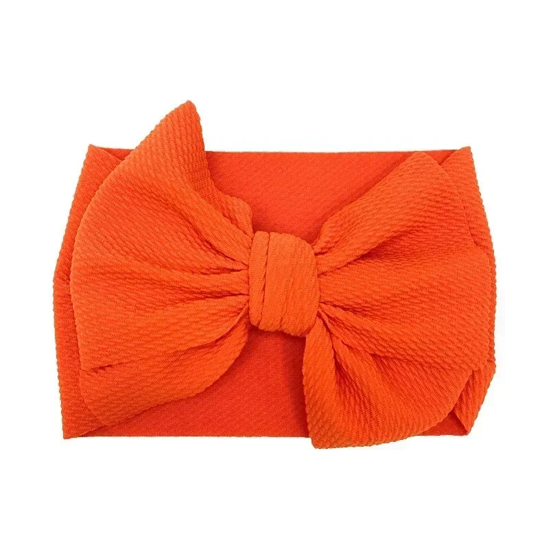 Fashion Handmade Bowknot Elastic Wide Hairband Toddler Solid Color Big Bows Headband Baby Girls Headwear Holiday Gifts