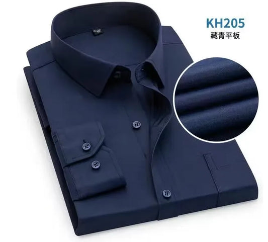 7 Pure Color Office Formal Business Social Work Classic Shirt Longsleeve Shirt for Men Casual Men's White Dress Shirt Black 5618