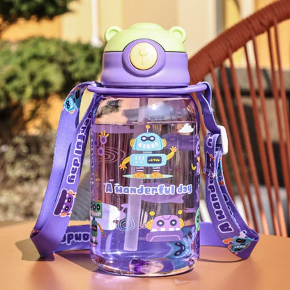 650ml Cute Kids Water Bottle With Straw Free BPA Leakproof Outdoor Portable Children's Cups School Water Bottle for Children