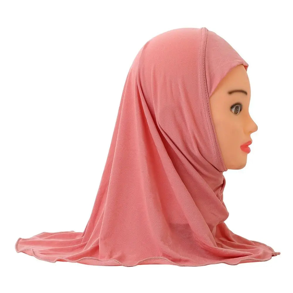 Muslim Girls Kids Hijab Islamic Scarf Shawls Soft and Stretch Material for 2 to 7 years old Girls 50cm Children Hijabs