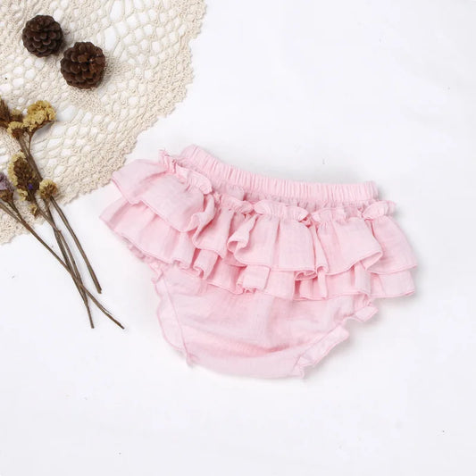 Double Layers Baby Girls Tutu Skirt Shorts Summer Cozy Muslim Cotton Baby Bloomers Toddler Short Pants Children Pettiskirt 0-3y