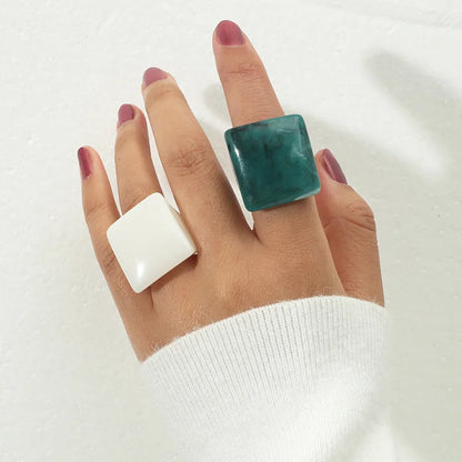 2022 Acrylic Resin Women Ring Set White Green Korean Style Ring Set Vintage Birthday Gift Trendy Geometric Wedding Bands Rings