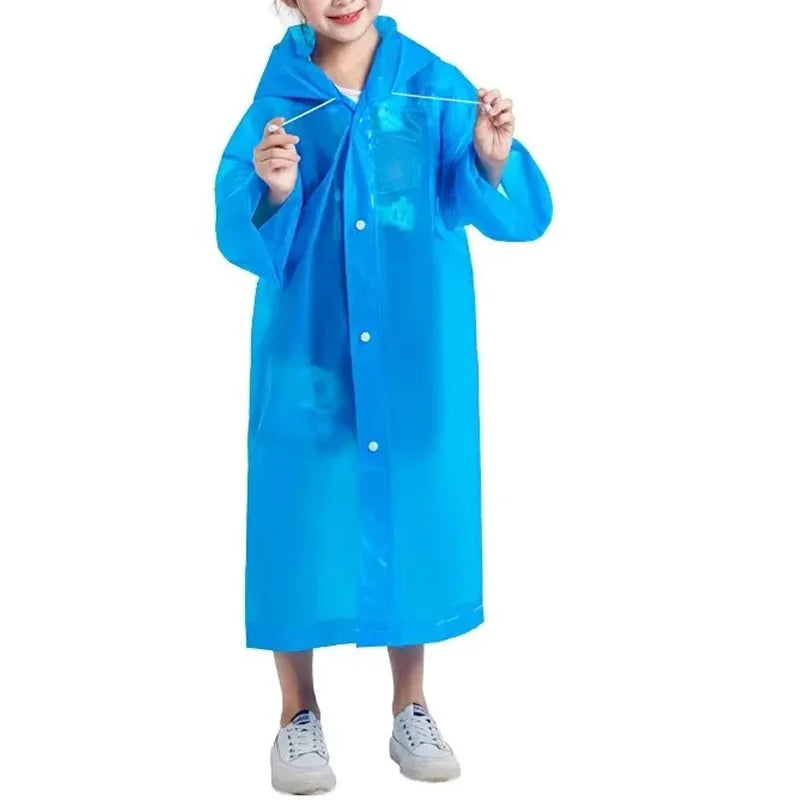 Children Raincoat Reusable Transparent Fashion Rainwear Hooded Rain Poncho Coat Girl Outdoor Raincoats Rain Gear Accessories