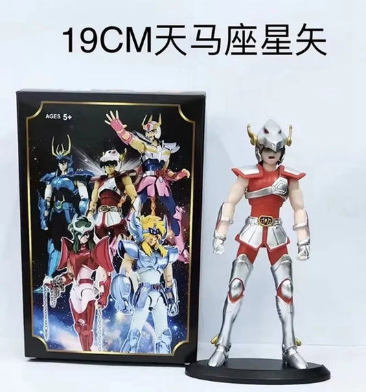 19CM Tokoh Anime Phoenix Ikki Hyoga Seiya Shiryu Model Perisai Berdiri Mainan Kanak-kanak Kotak PVC Hiasan Koleksi Desktop 