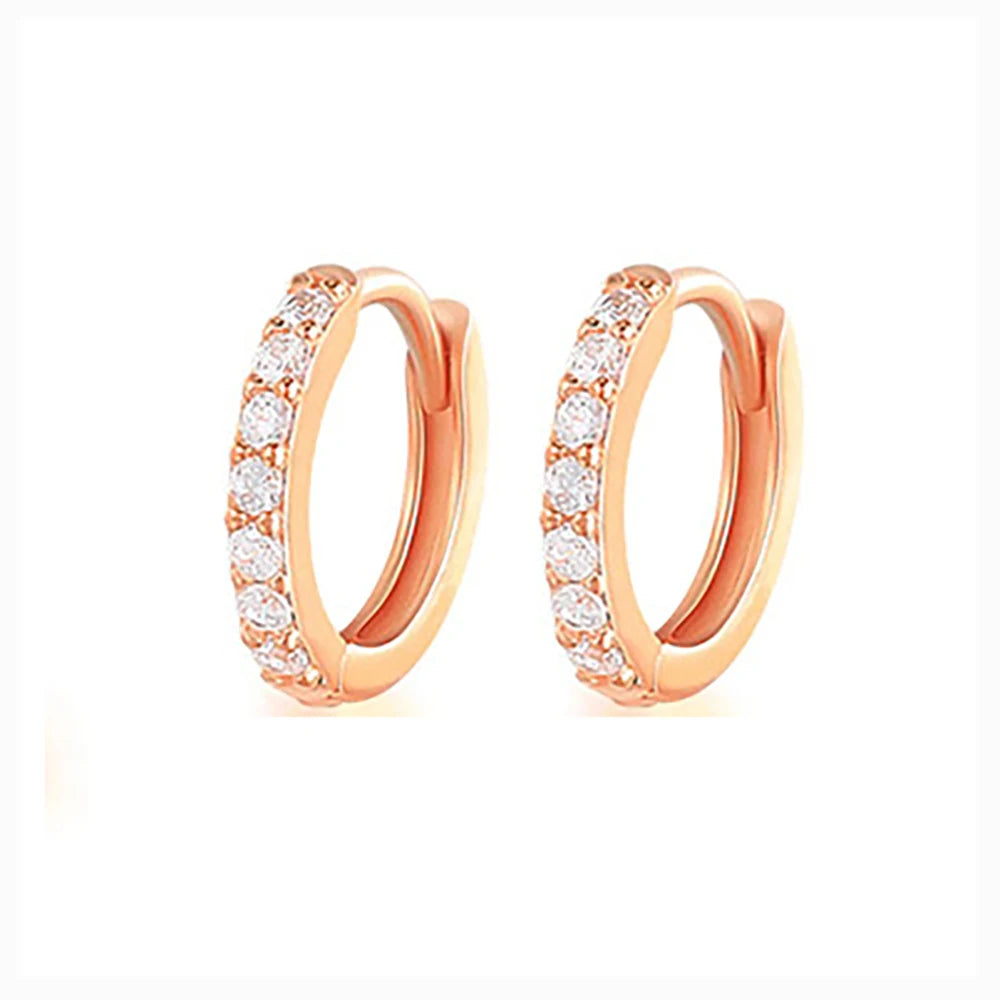 2PCS Keluli tahan karat Anting-anting Gelung Minimal Zirkonia Kristal Kecil Huggie Rawan Nipis Anting-anting Helix Tragus Tindik Barang Kemas