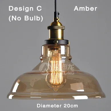 Clear Gray Amber Colour Vintage Pendant Lights Dining Glass Hanging Lamp Russia Loft Luminaire Modern Bedroom Light Fixtures