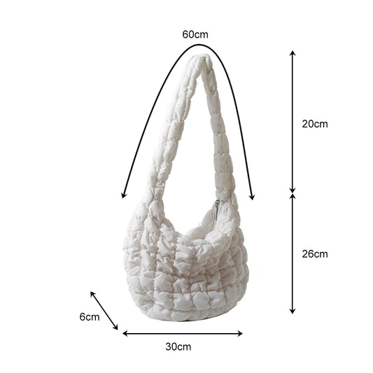 Beg Selempang Berlapis Empuk Baharu untuk Wanita Beg Bahu Awan Berlipat Bubbles Beg Tangan Berbentuk Baldi Tote Besar Beg Tangan Ruched 