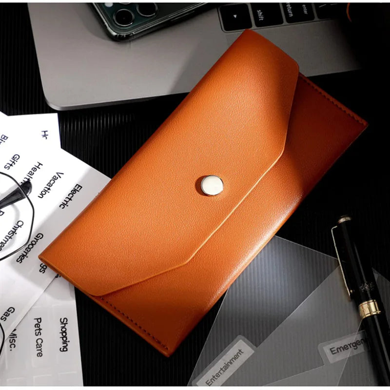 Envelope Wallet PU Leather Cash Envelope Wallet Classic Fashion Long Women's Wallet Ferrule Name Card Holder Gift