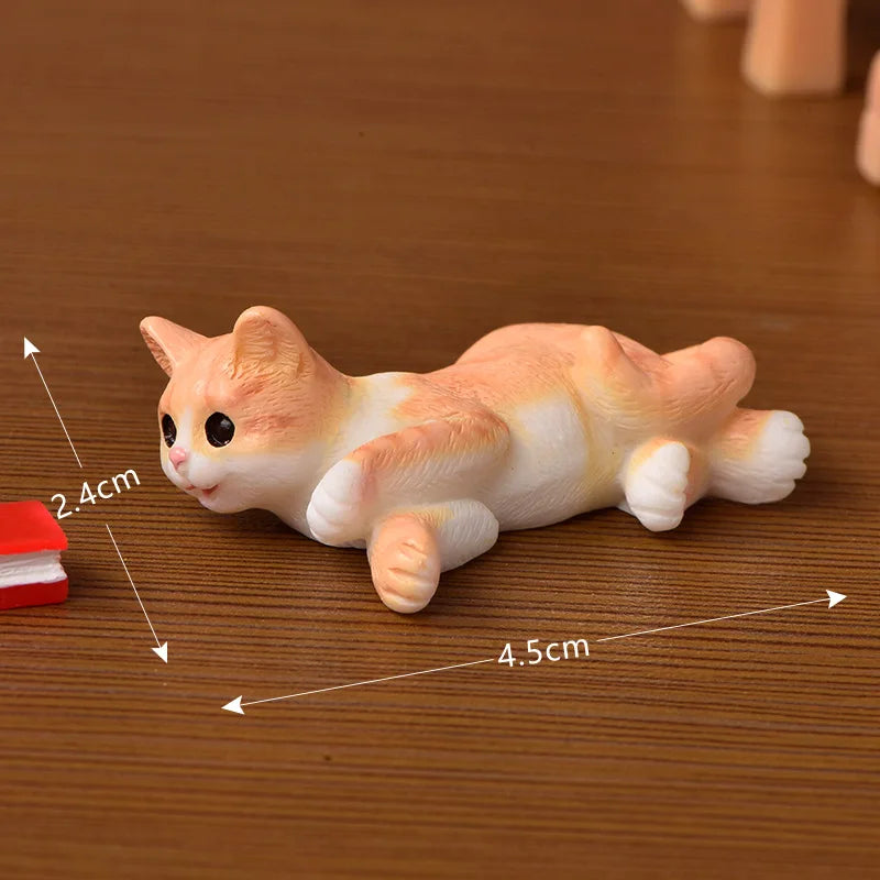 1pcs Resin Cats Ornament Kitten Figurine Animal Miniature Fairy Garden Doll House Decoration DIY Micro Landscape Home Decor