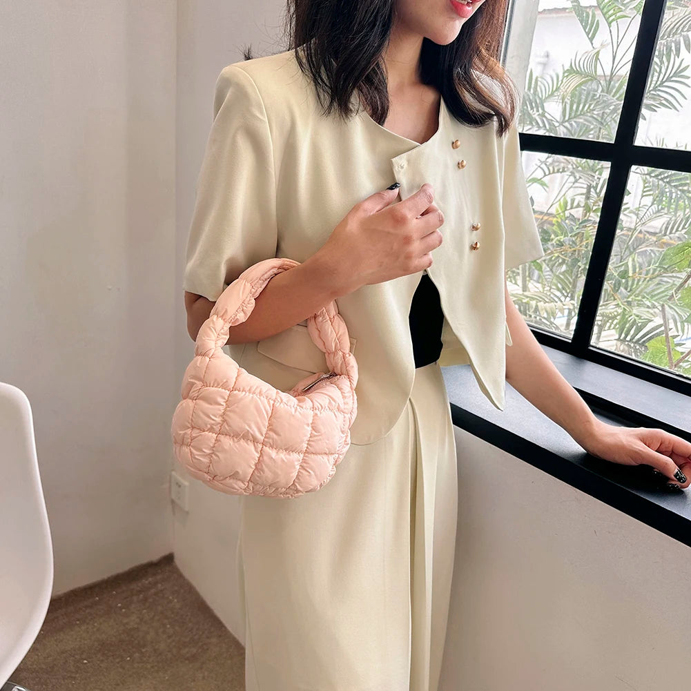 Beg Selempang Berlapis Berlapis Kulimut untuk Wanita Beg Bahu Awan Berlipat Buih Beg Tote Baldi Besar Beg Tangan Ruched 2023 