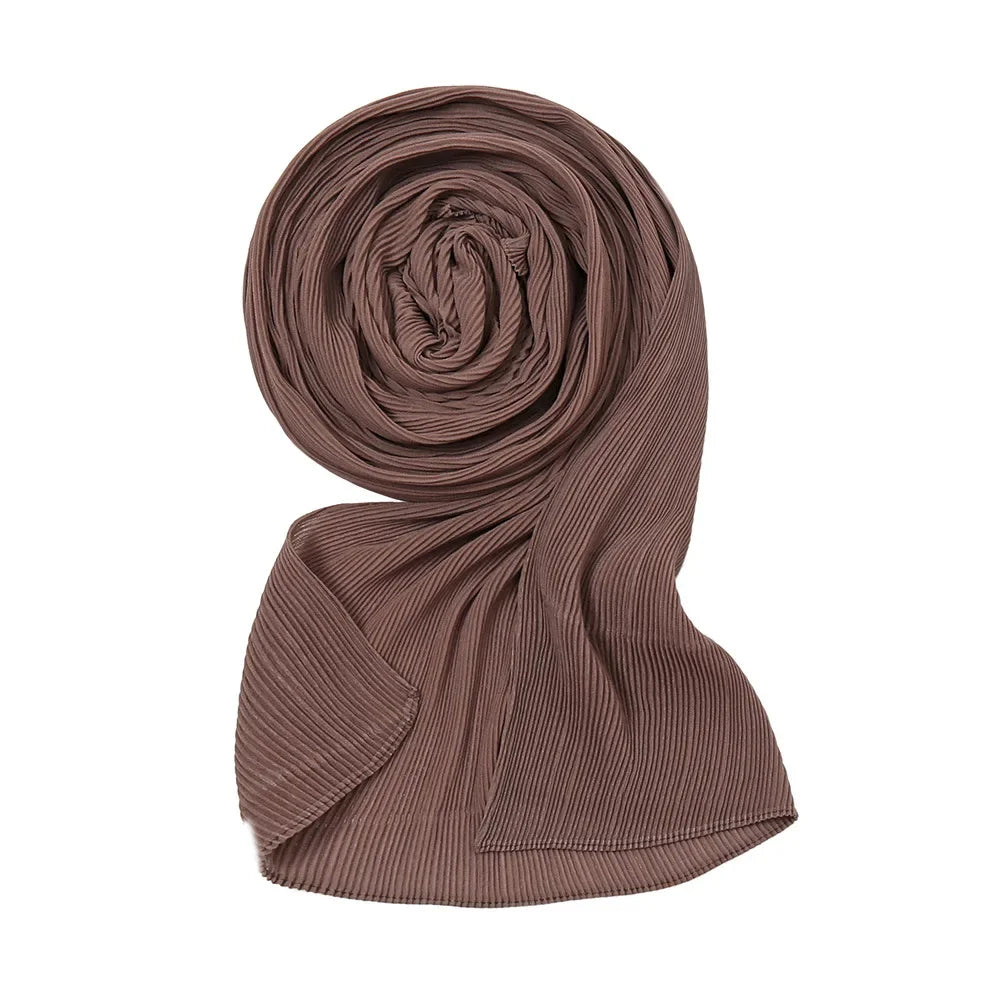 Big Size Pleated Chiffon Hijab Scarf for Muslim Women Turban Pashmina Shawls and Scarves Women Bandana Headband Hijabs Headscarf