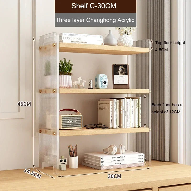 Desktop Storage Rack Acrylic Desk Bookshelf Office Workstations Multi Layer Storage Rack Student Dormitory Organizing Rack