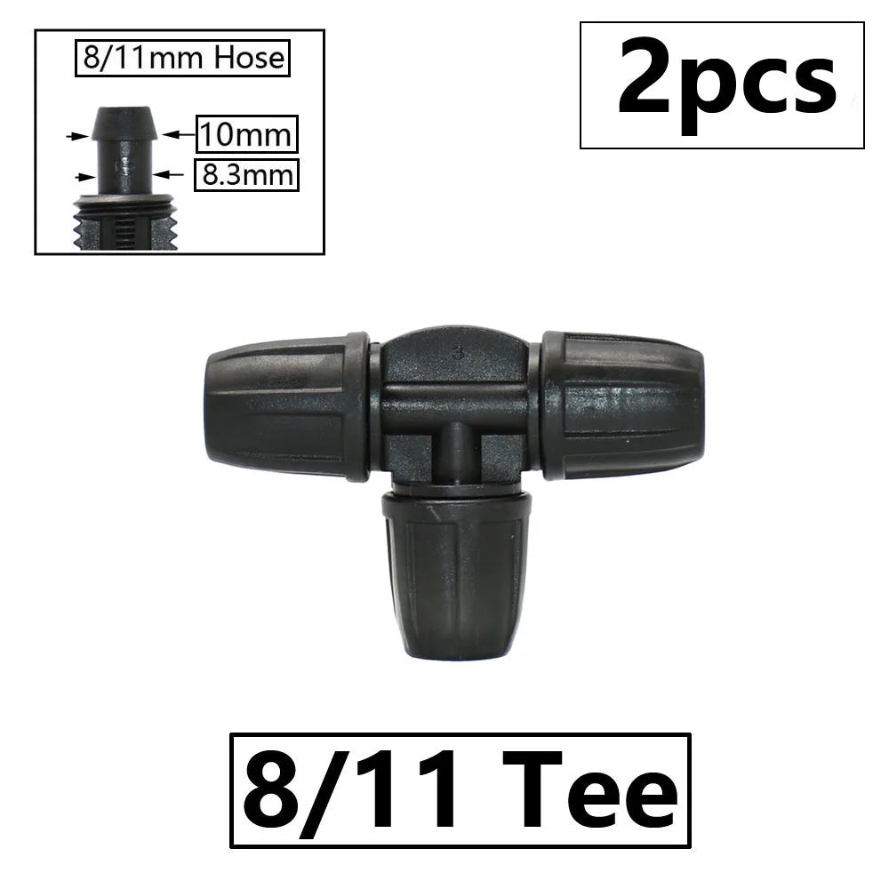 3/8" 8mm Penyambung Hos Taman 8/11 Hingga 4/7 3/5mm Pengurangan Hos Pemisah Air Tee Siku Hujung Palam Titisan Sistem Pengairan 