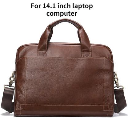 Genuine Leather Men Laptop Handbags For MacBook Dell HP Acer 14 15 Inch Laptop Man Leather Briefcase Computer Bags Male Work Bag