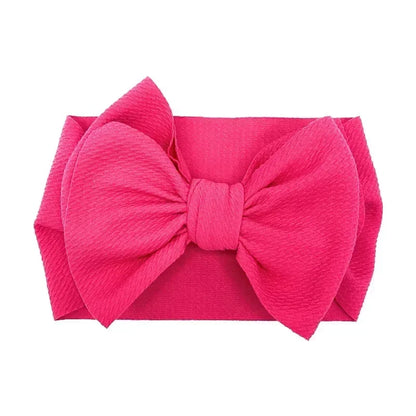 Fashion Handmade Bowknot Elastic Wide Hairband Toddler Solid Color Big Bows Headband Baby Girls Headwear Holiday Gifts