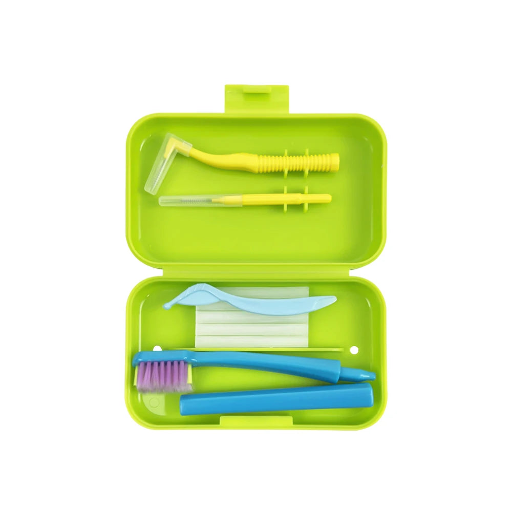 1 Box Portable Travel Dental Cleaning Set Oral Cleaning Care Toothbrush Interdental Brush Teeth Whitening Orthodontic Care Kit