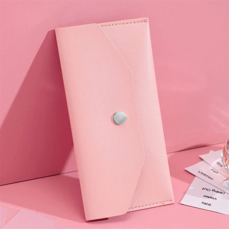 Envelope Wallet PU Leather Cash Envelope Wallet Classic Fashion Long Women's Wallet Ferrule Name Card Holder Gift