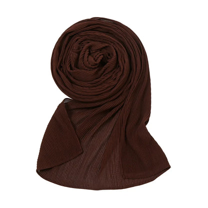 Big Size Pleated Chiffon Hijab Scarf for Muslim Women Turban Pashmina Shawls and Scarves Women Bandana Headband Hijabs Headscarf