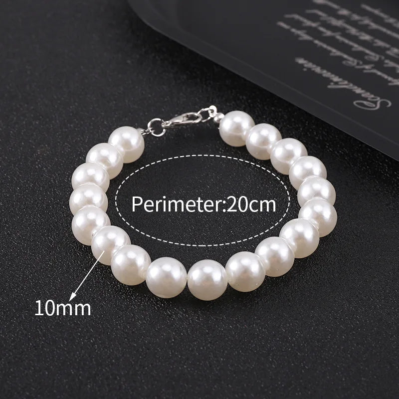 Pearl Necklace Men Simple Handmade Strand Bead Necklace 2024 New Trendy Man Jewelry for Women Girls Wedding Banquet Necklaces