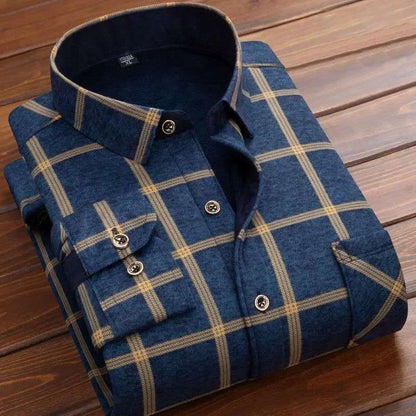 2024 Men's Casual Thick Warm Plaid Long Sleeve Shirts Autumn Winter Fashion Shirt for Men Formal Business Office Shirts Camisas