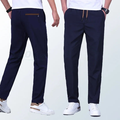 Men's Quick-drying Pants, Drawstring Elastic Waist, Casual Trousers, Loose Straight Pants, Summer New Fashion, Trendy