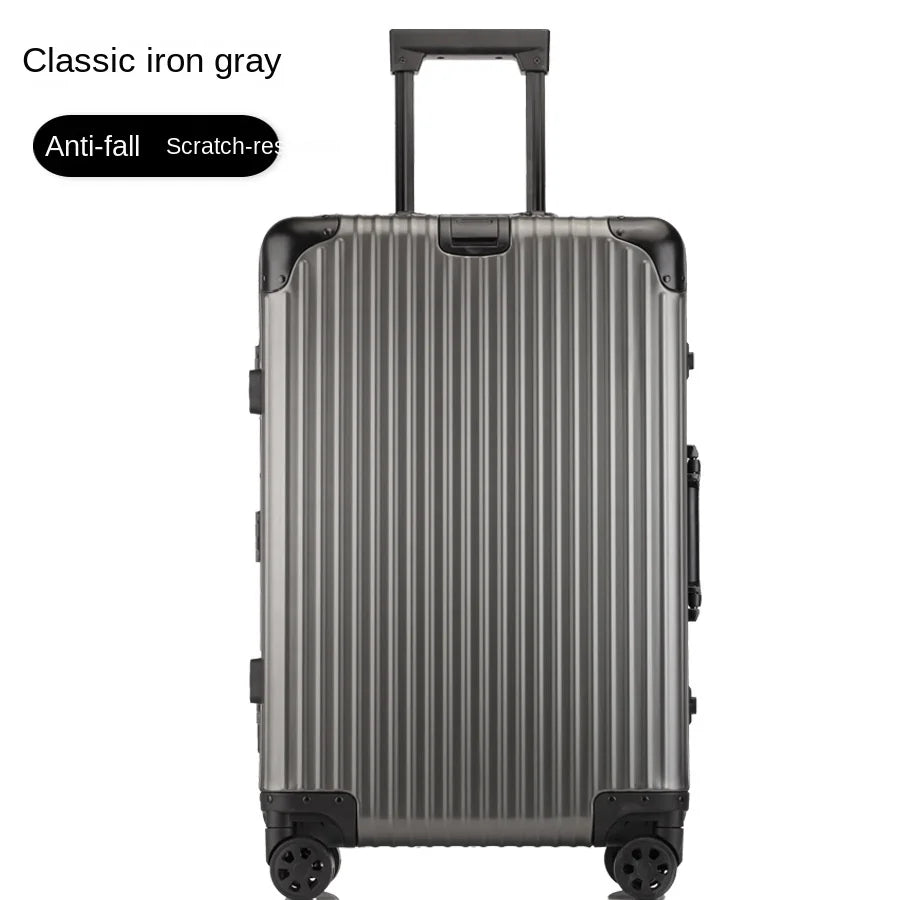 Suitcase 100% Aluminum Metal Password Trolley Luggage Suitcase Trip Cabin Carry-on 20/24/28/32 Inch Travel Bags Suitcases