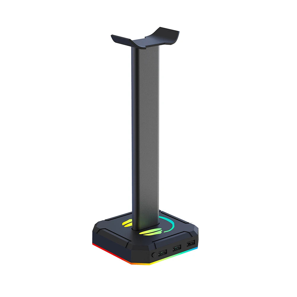 RGB Gaming Headphone Stand 10 Lighting Effects Dual USB Port 3.5mm Audio Port Desktop Gaming Headset Holder Hanger for Gamer PC