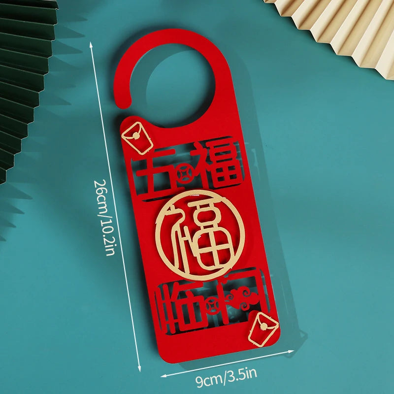 1/2pcs Chinese New Year Decorations 2025 Chinese Housewarming New Home Door Decor Lunar New Year Doorknob Hanging Pendant