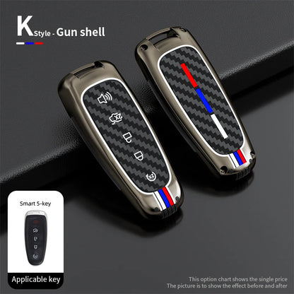 Zinc Alloy Car Key Case Cover For Ford Escape Focus C Max Kuga Edge Explorer Taurus Keyring Remote Control 5 Button Protection