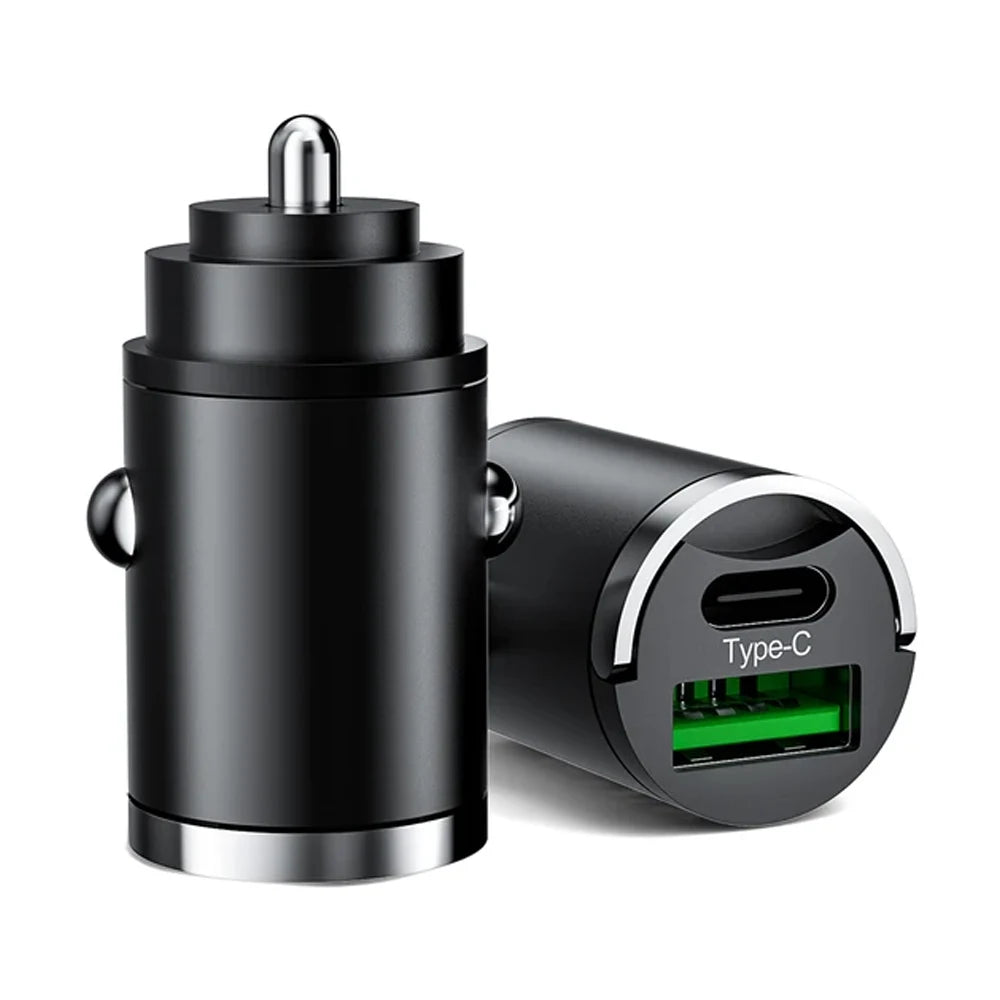 UYUXIO 100W Mini Car Charger Dual Ports Pull Ring Super Fast Charge Type C PD Car Adapter for iPhone Xiaomi Huawei Samsung QC3.0