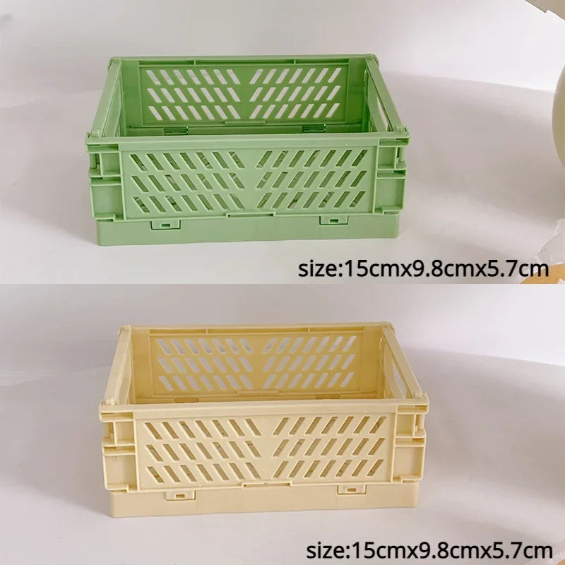 Plastic Foldable Storage Crate Folding Box Basket Stackable Cute Makeup Jewellery Toys Boxes for Storage Box Organizer Portable