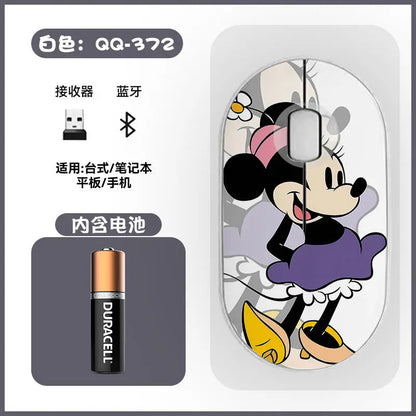 Disney Kawaii Mickey Mouse and Minnie Wireless Bluetooth Mouse Cute Cartoon USB Bluetooth Dual Mode Super Silent Home Laptop