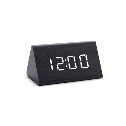 Jam Digital LED Jam Penggera Kayu Meja Kawalan Bunyi Jam Elektronik Desktop USB/AAA Powered Desperadoes Hiasan Meja Rumah 