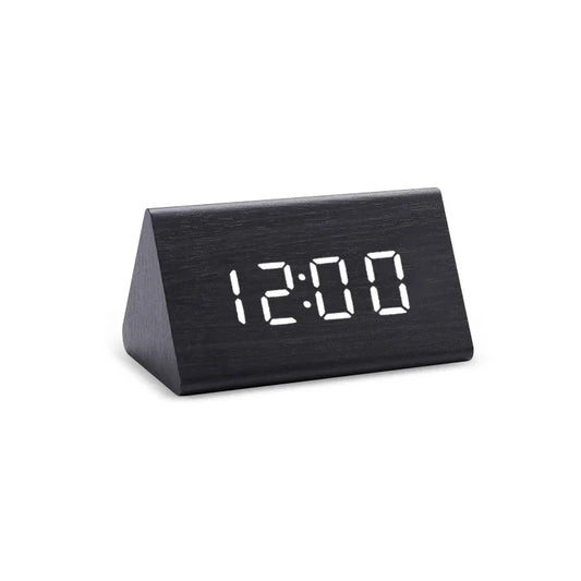 Jam Digital LED Jam Penggera Kayu Meja Kawalan Bunyi Jam Elektronik Desktop USB/AAA Powered Desperadoes Hiasan Meja Rumah 