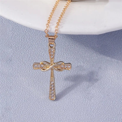 Fashion Cross Necklace for Women Men Gold Silver Color Dazzling Crystal Jesus Crucifix Necklace Christian Jewelry Wholesale