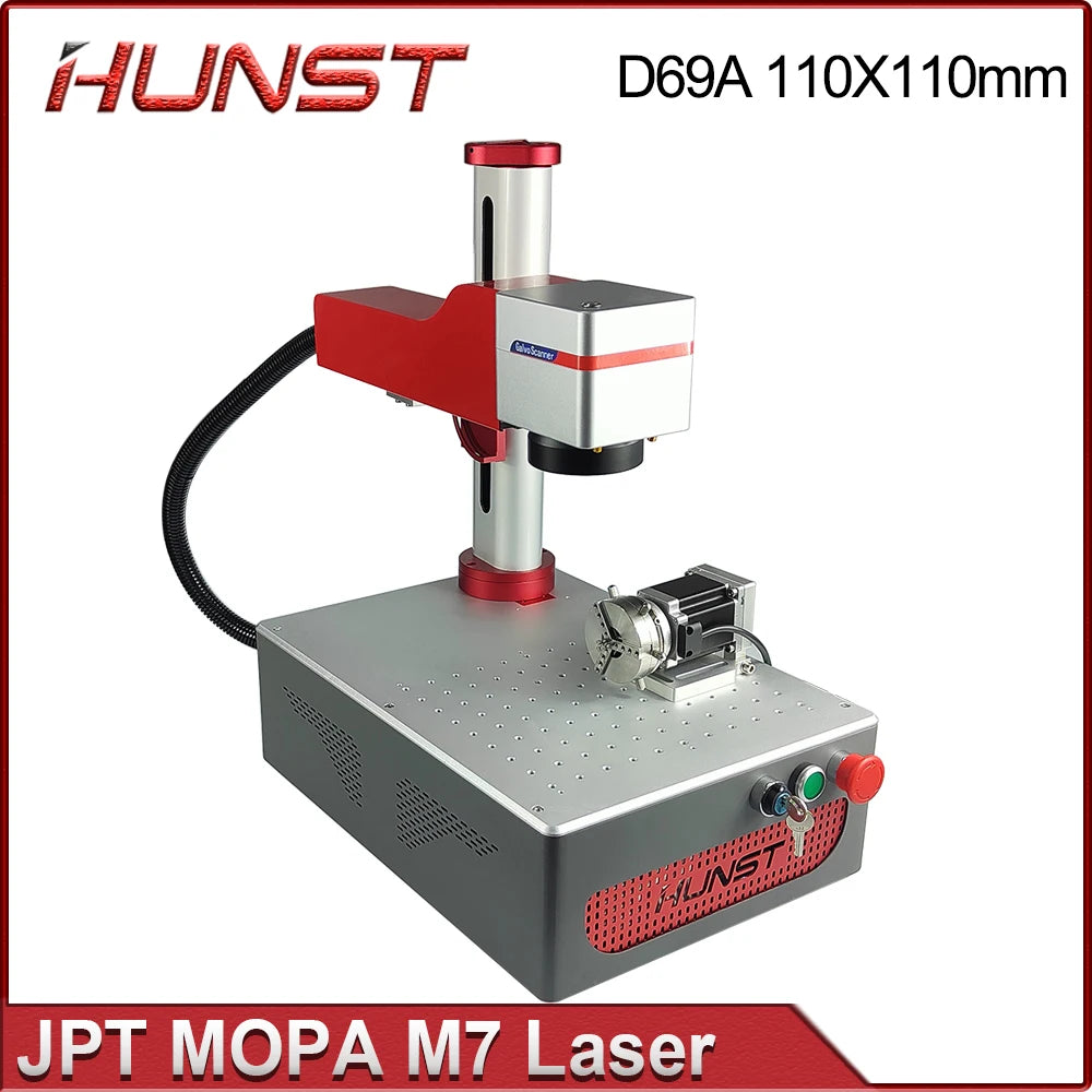 Hunst 小型激光打标机 JPT MOPA M7 20W 30W 便携式可折叠迷你光纤雕刻机适用于 DIY 打标礼品金属雕刻