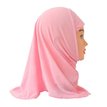 Muslim Girls Kids Hijab Islamic Scarf Shawls Soft and Stretch Material for 2 to 7 years old Girls 50cm Children Hijabs