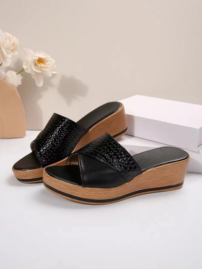 Sandal Wanita Hemp Wedge Heels Sandalias Mujer Platform Sandal Kasut Wedges Musim Panas untuk Wanita Kasut Musim Panas Selipar Wanita 